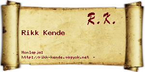Rikk Kende névjegykártya